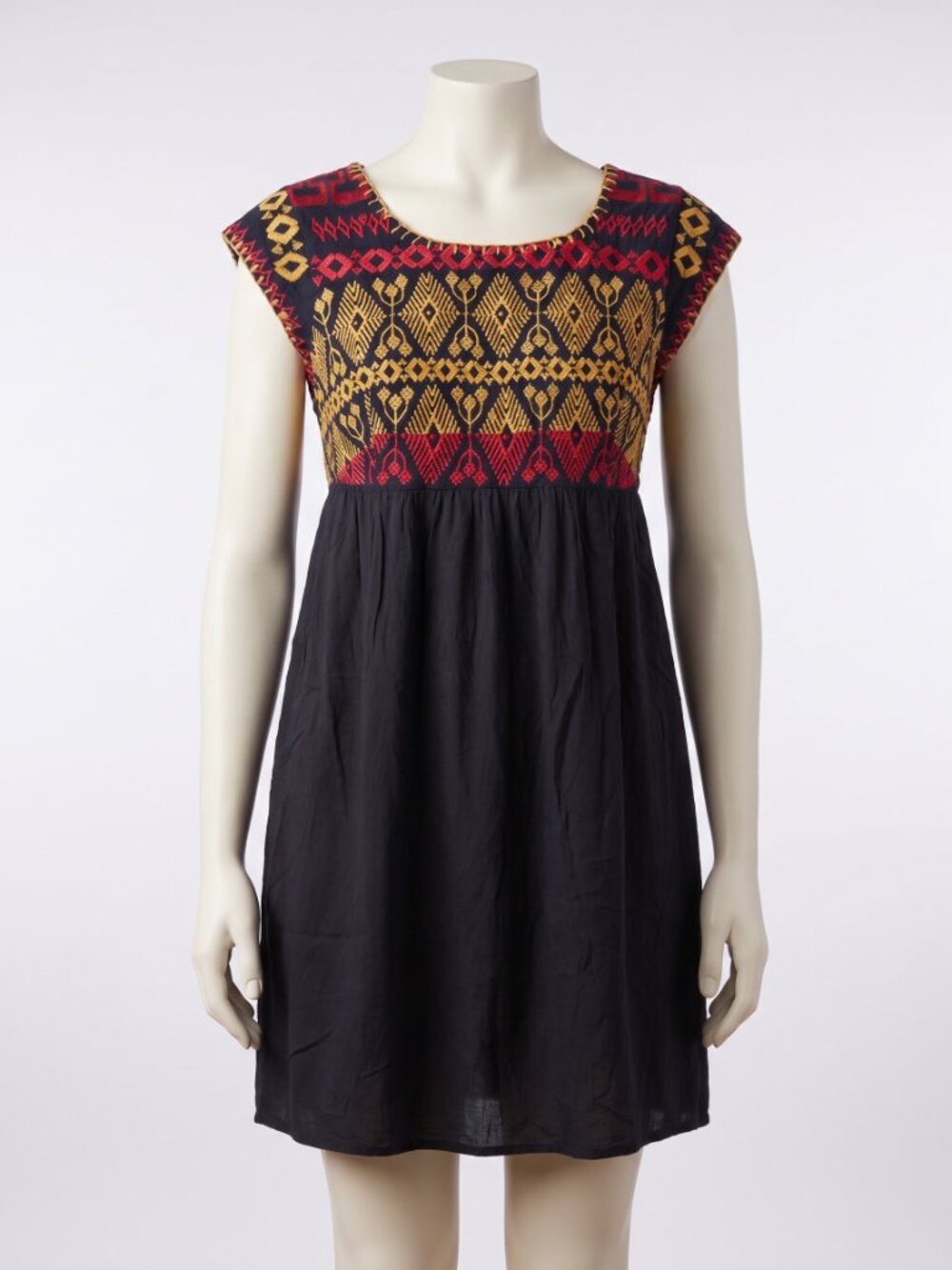 Anthropologie Edmé & Esyllte Navy Embroidered Folk Boho Dress Size Small